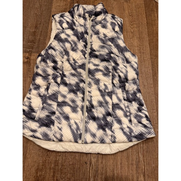 Athleta Womens Full‎ Zip Puffer Vest Sapphire Goose Down Packable Size L - Picture 9 of 9